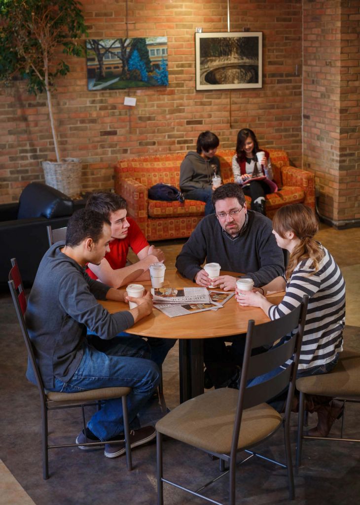 Students sitting in the Java connector