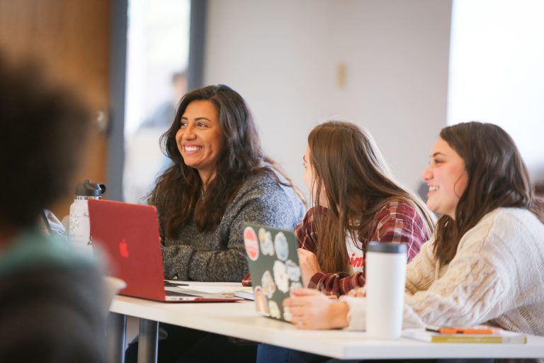 Students in a peace, justice and conflict studies class