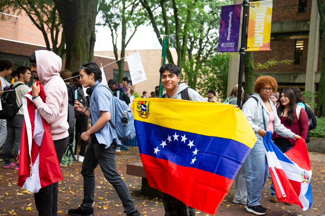 People with Venezuela's flag at Convocation and Celebration