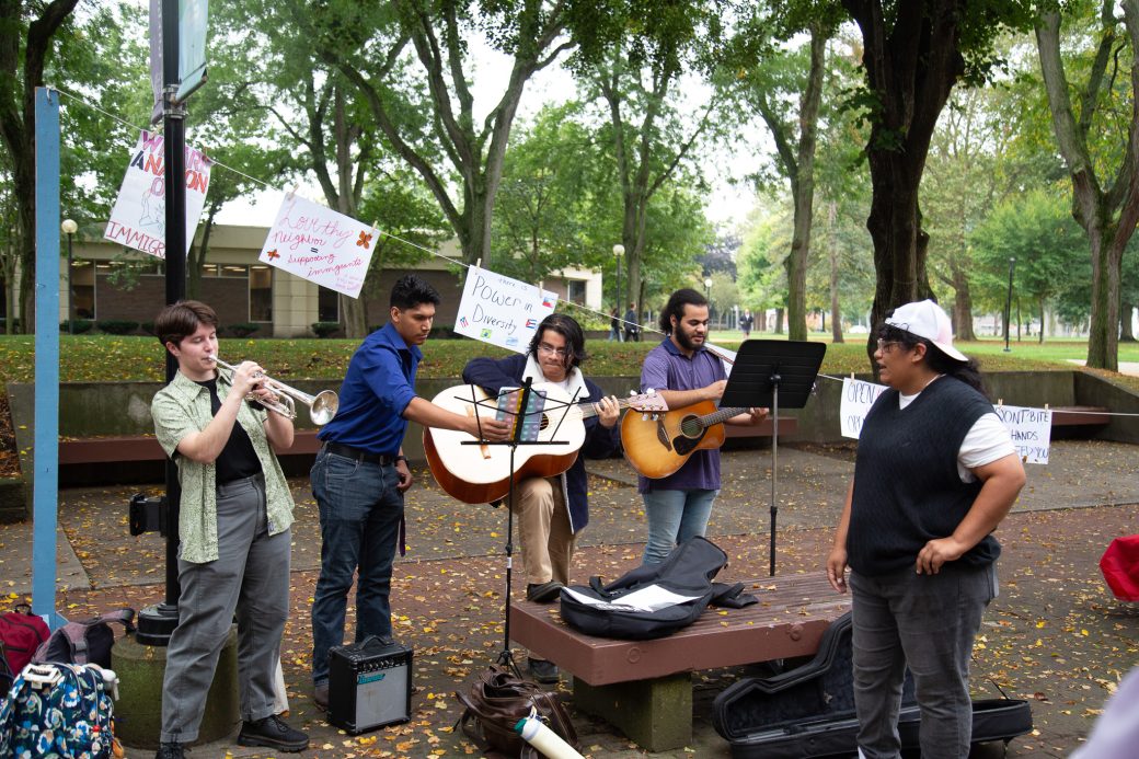 People playing instruments at Hispanic Heritage Month Convocation and Celebration