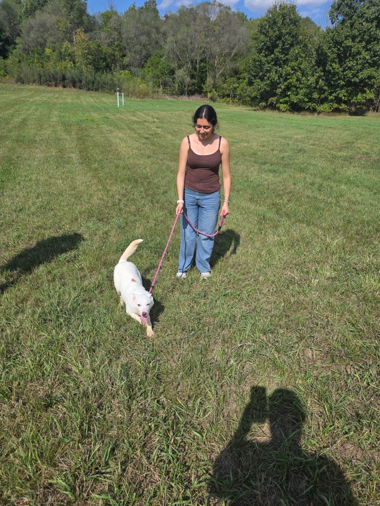 Woman enjoying with a dog