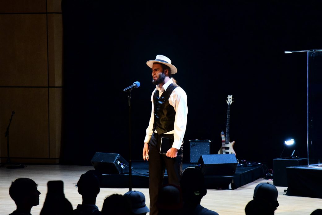 Man doing character at the stage