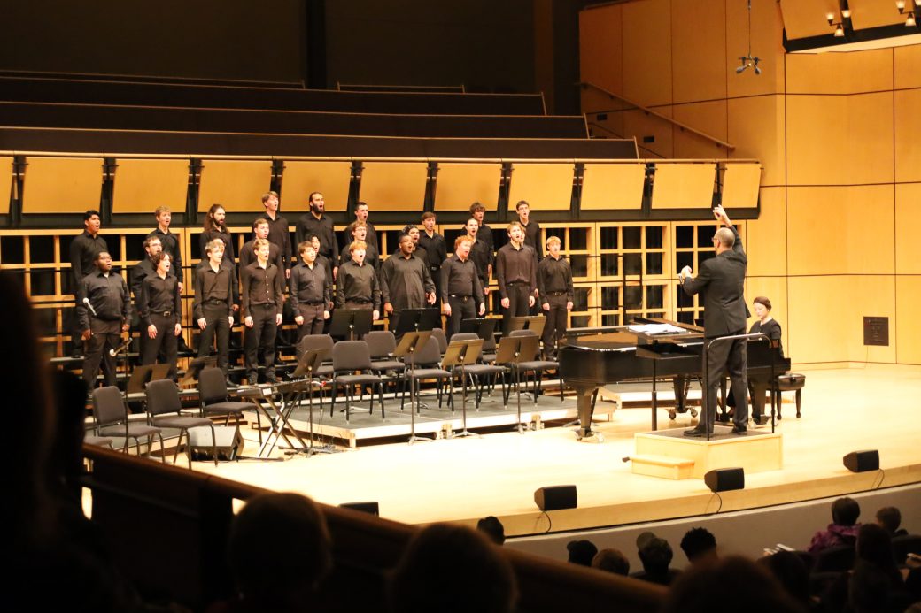 Students performing during homecoming gala