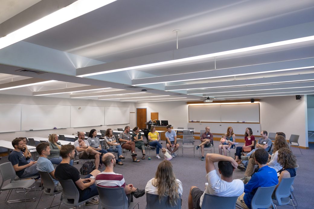 People having a conversation at Goshen college college