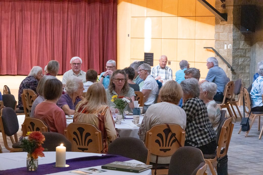 People talking at the tables