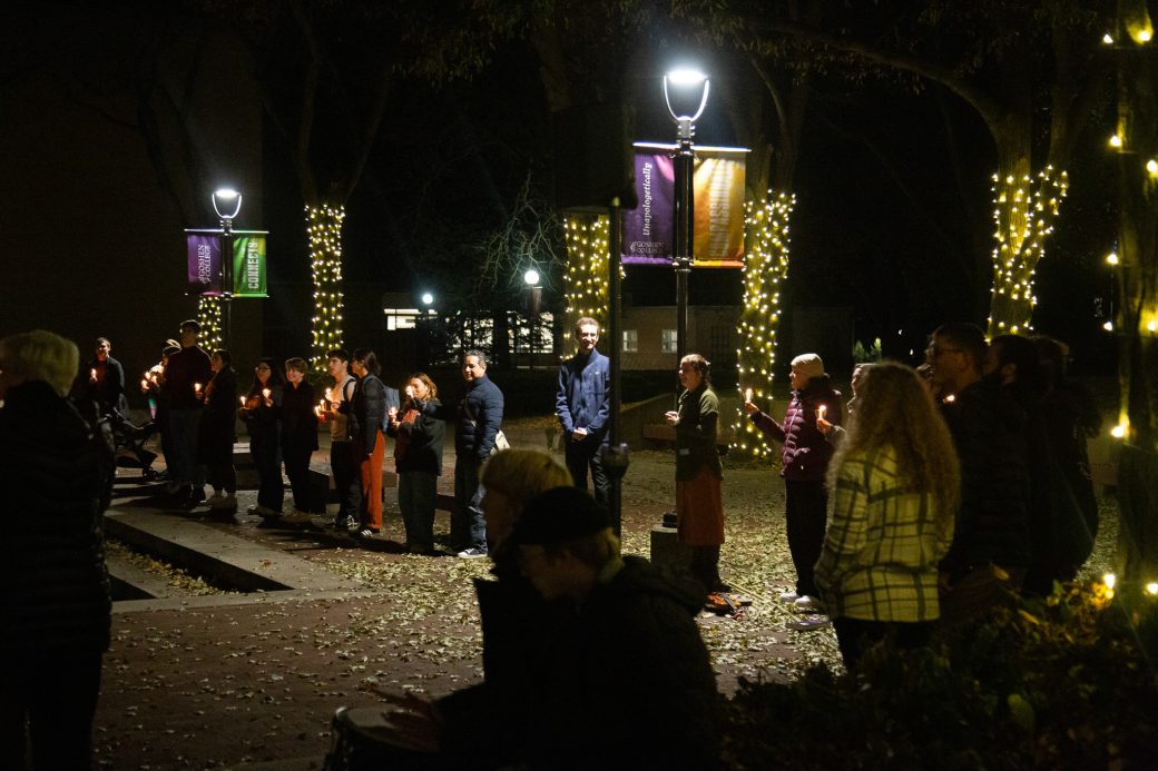 Audience gathers in Shrock plaza for campus lighting