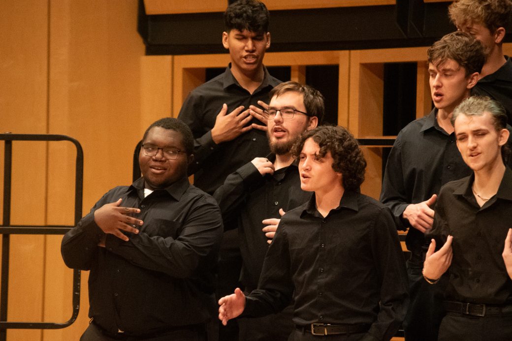 Closeup of students performing