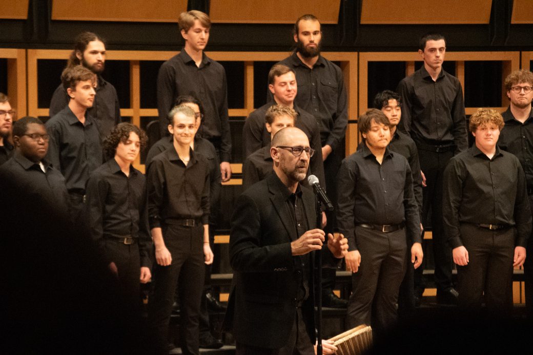 Closeup of students performing