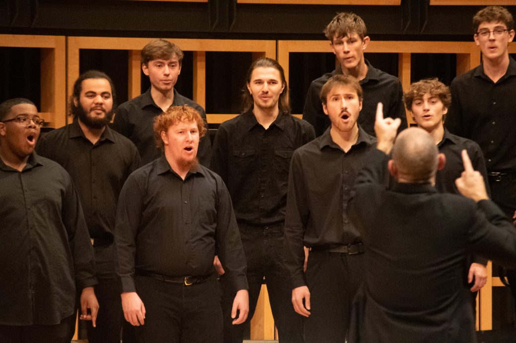 Closeup of students performing
