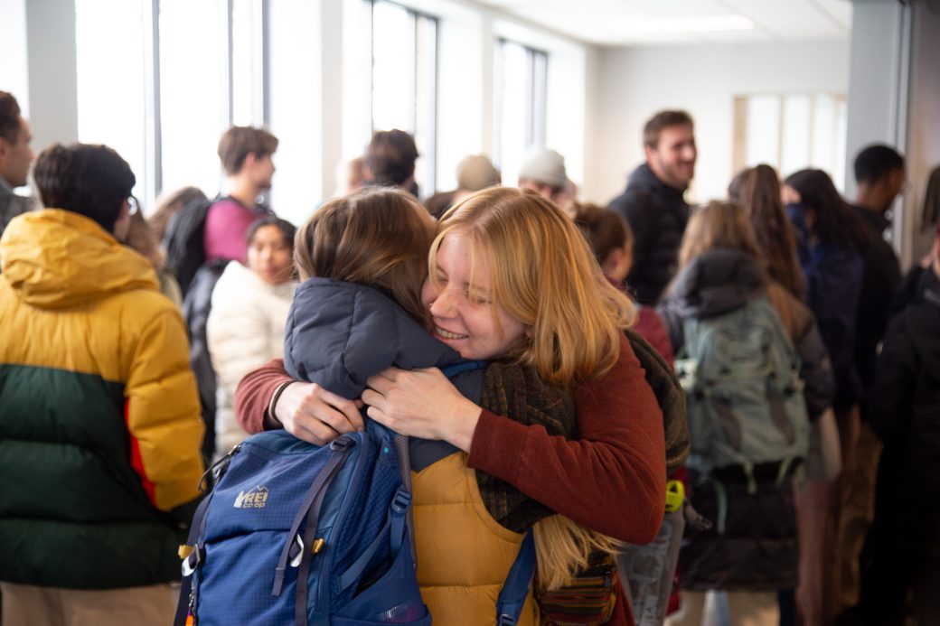 Students embrace at Tanzania SST sendoff