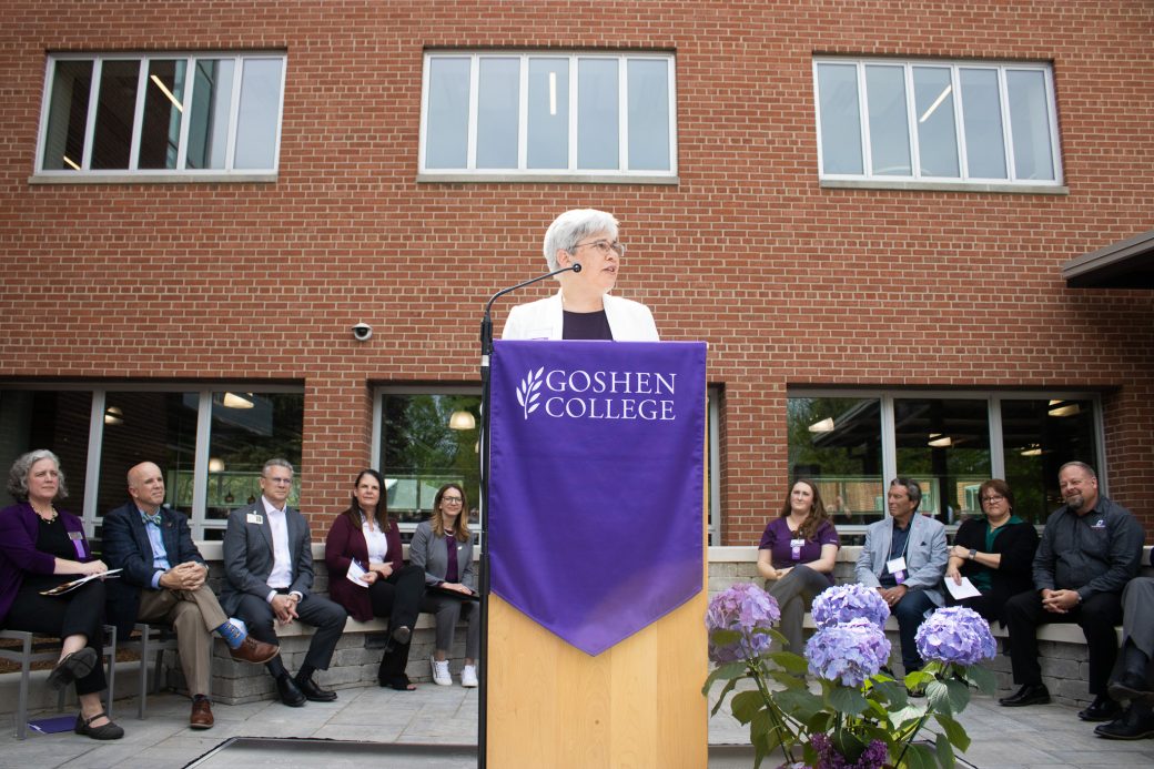 President Stoltzfus speaks at Westlawn opening ceremony, May 7 2025