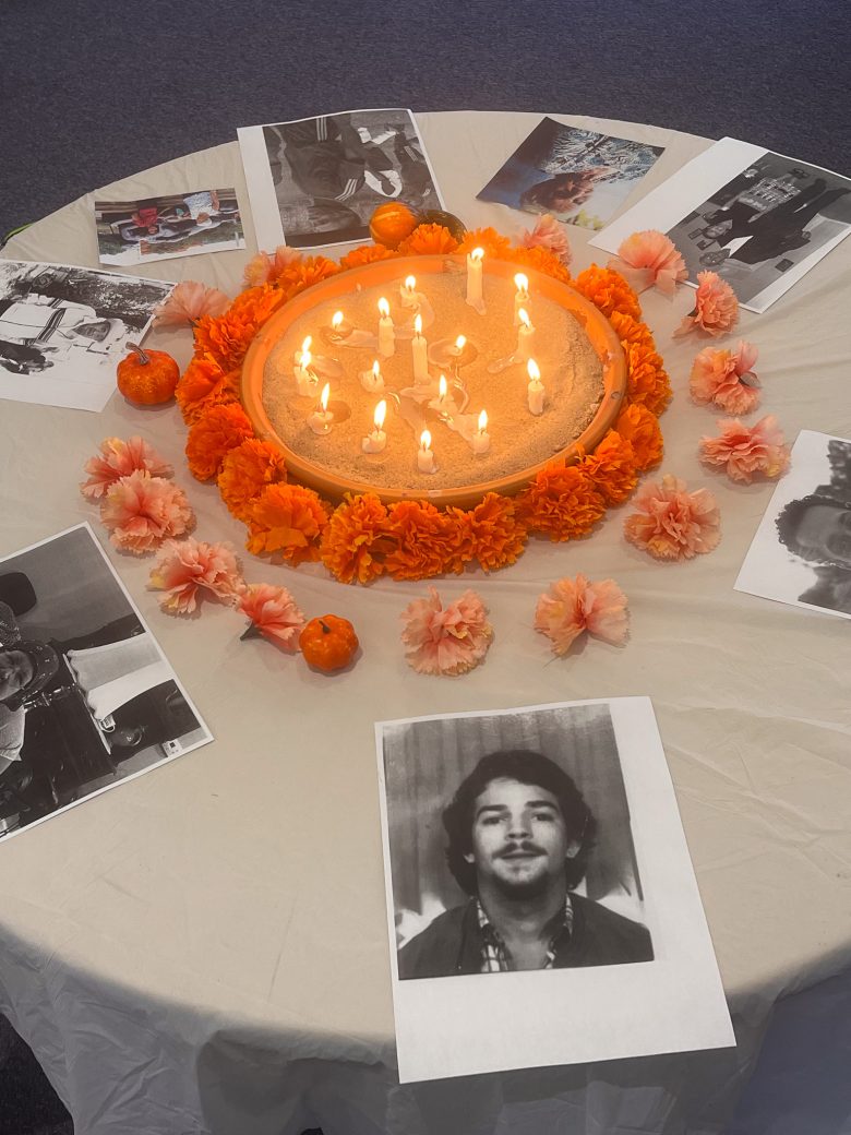 Makeshift offrenda at LSU's Dia De Los Muertos celebration.