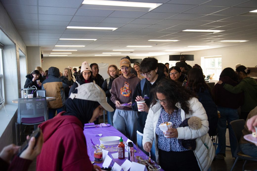 Students enjoyed food at the grand opening of the Commuter Lounge.
