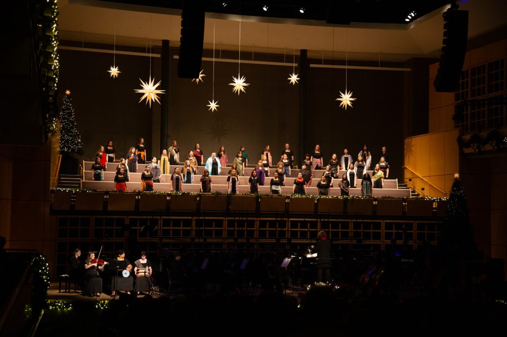 Group shot of students singing