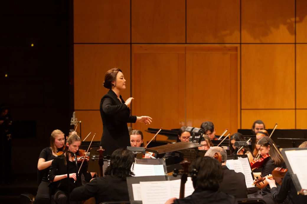 Orchestra director leads