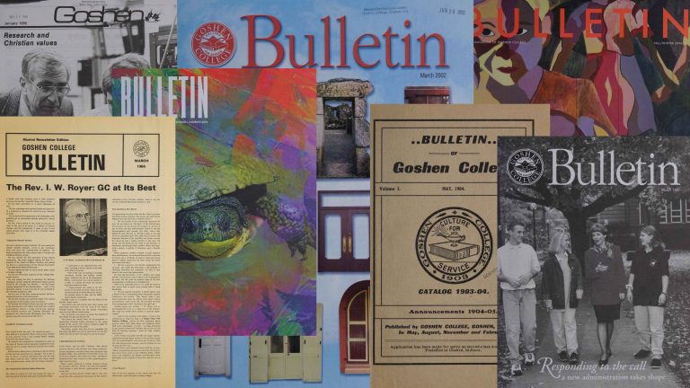 Seven different covers of The Bulletin, each with the magazine's name