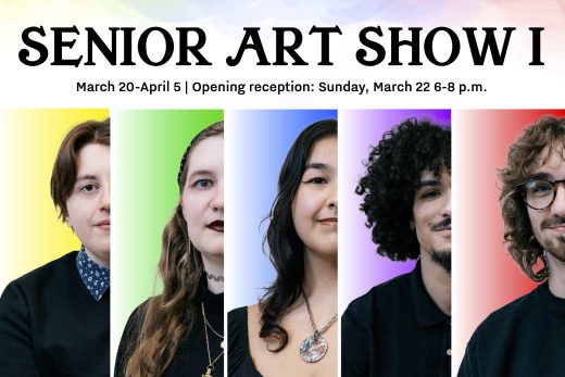 Five faces with text "senior art show 1"