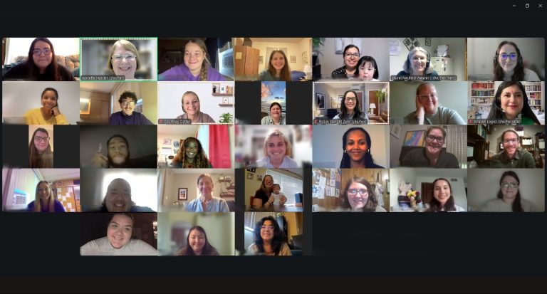 lots of faces on an online (Zoom) meeting