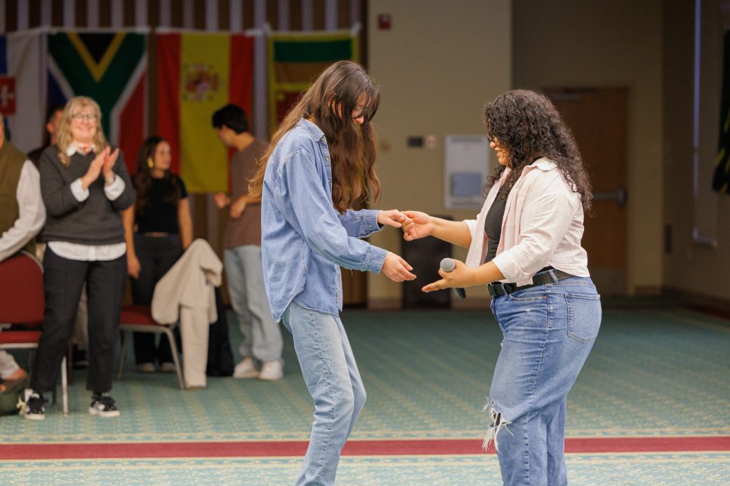 Two people dancing.
