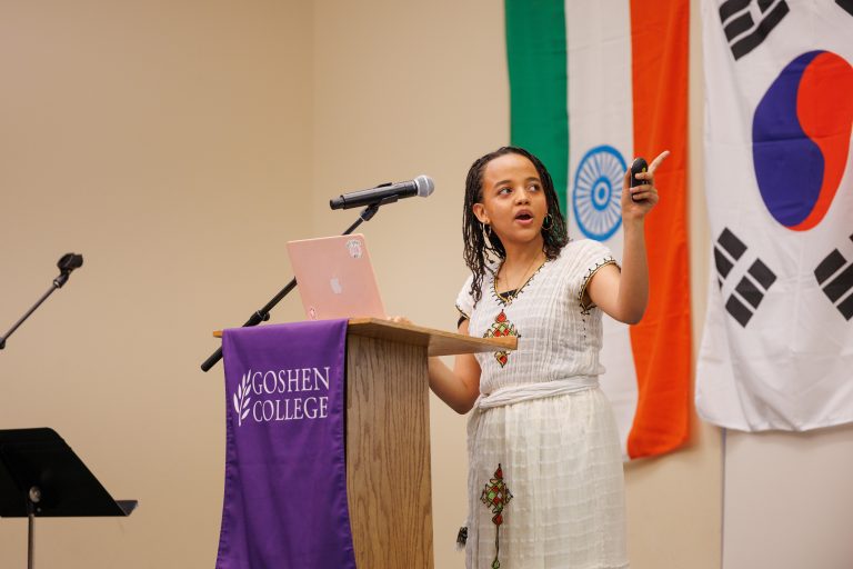Woman speaking.