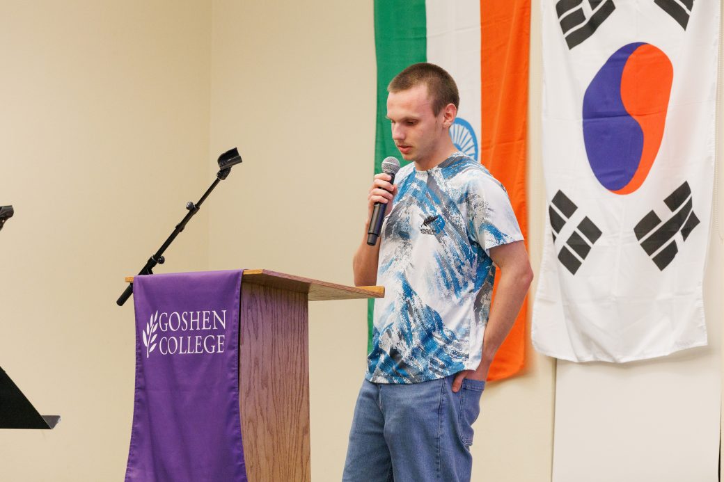 Man speaking with microphone