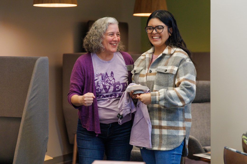 Jodi and student laughing