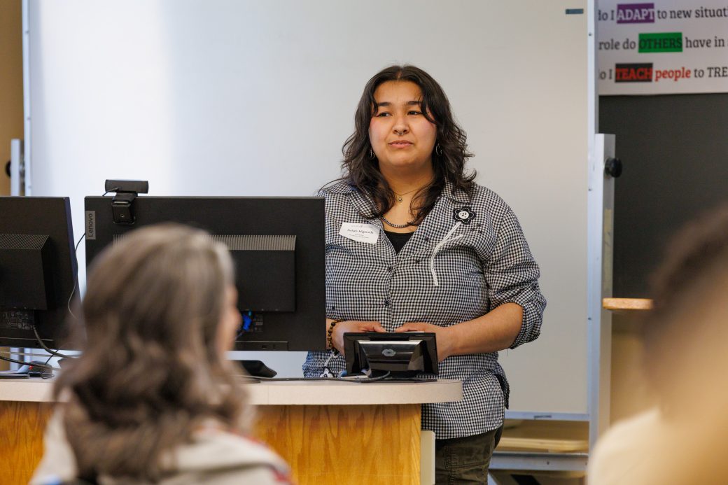 Student presenting