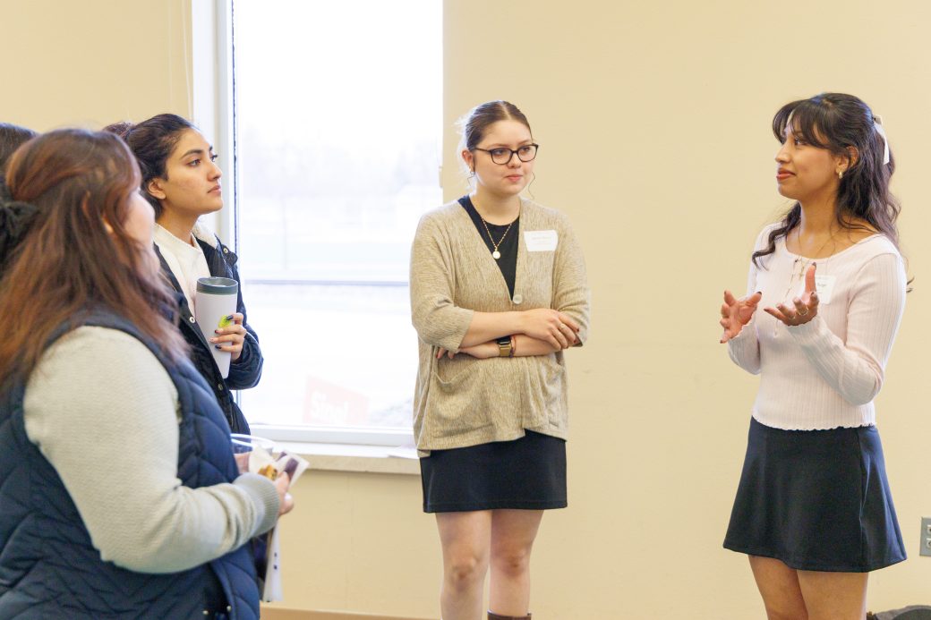 Students talking about presentation