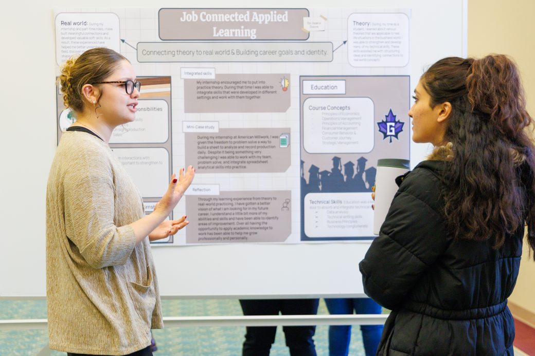 Student talking about poster
