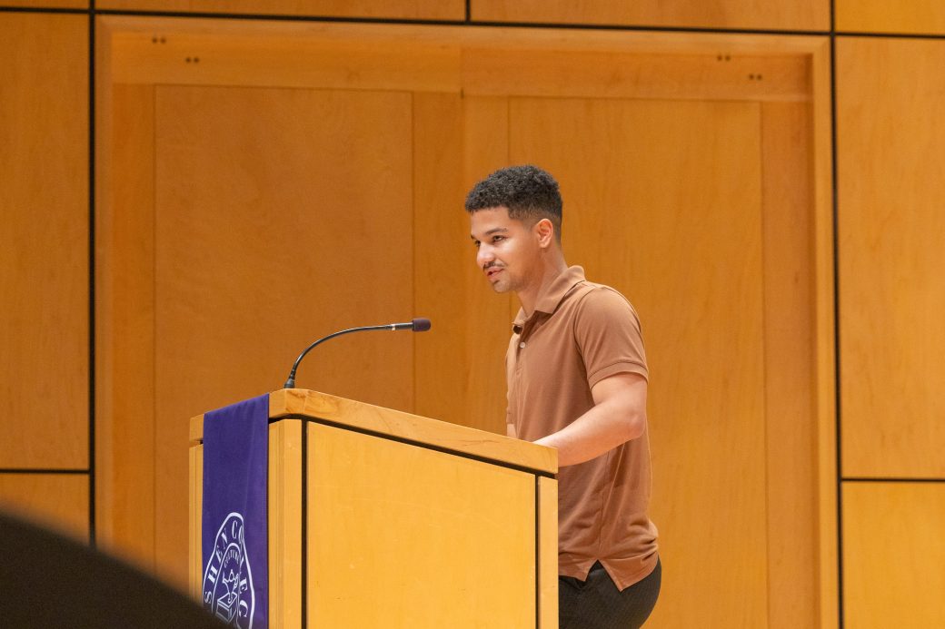 Student speaks during baccalaureate