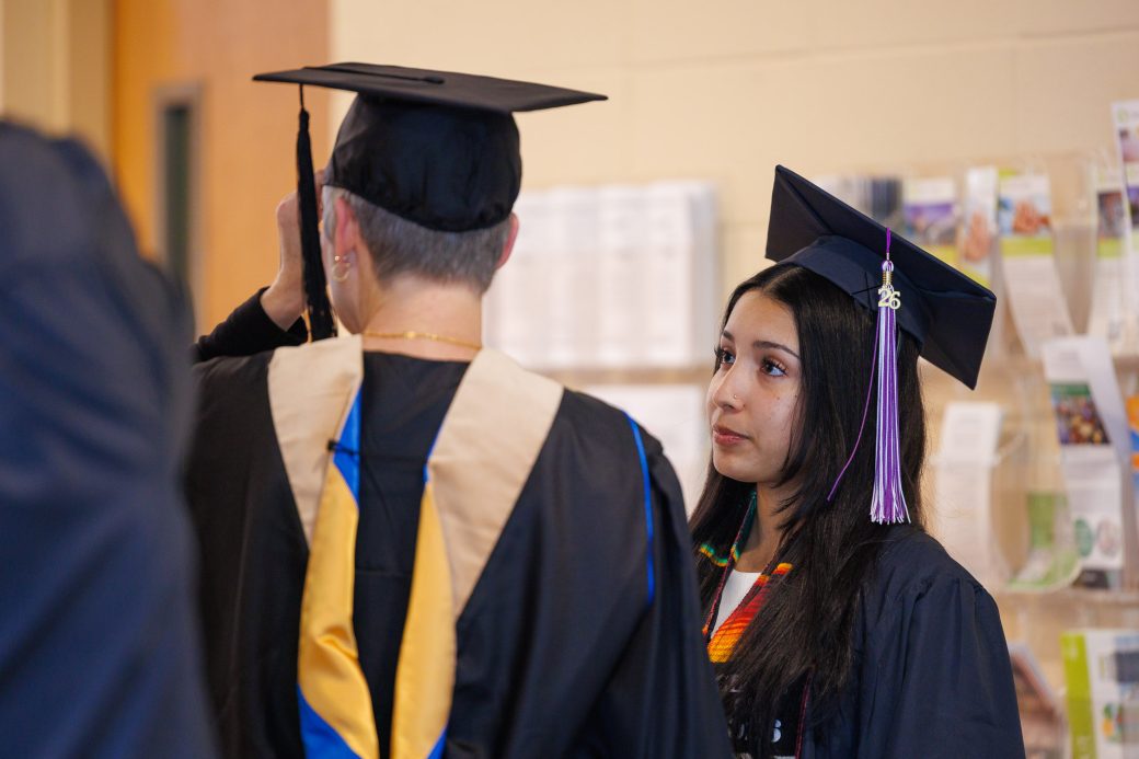Femael graduate in conversation