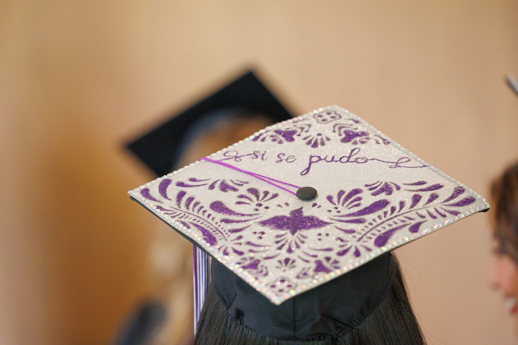 Close up sparkly mortarboard