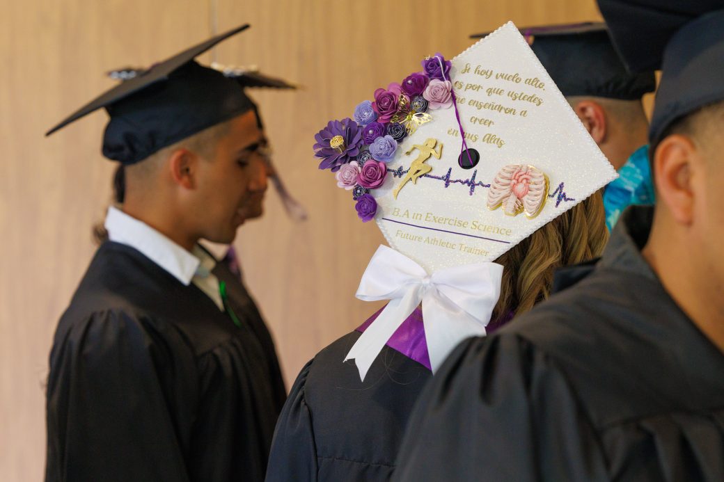 Flowers on a mortarboard