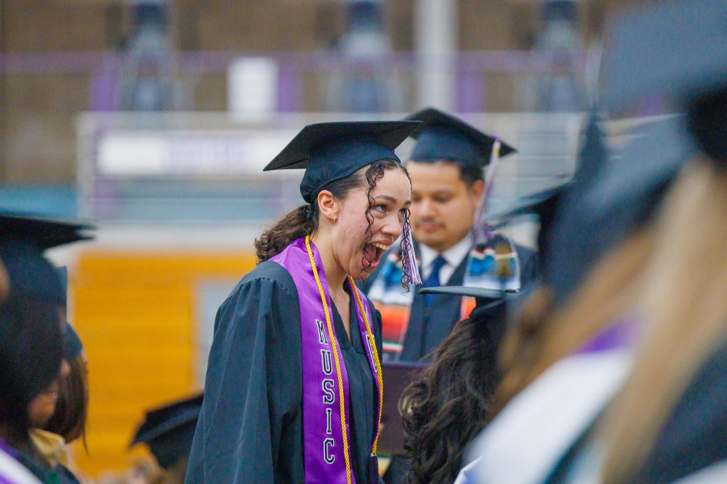 Student, Asia really happy after receiving her diploma