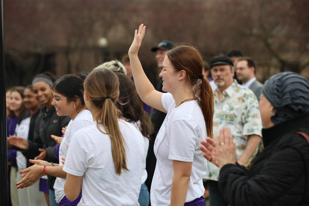 Single student raising hand