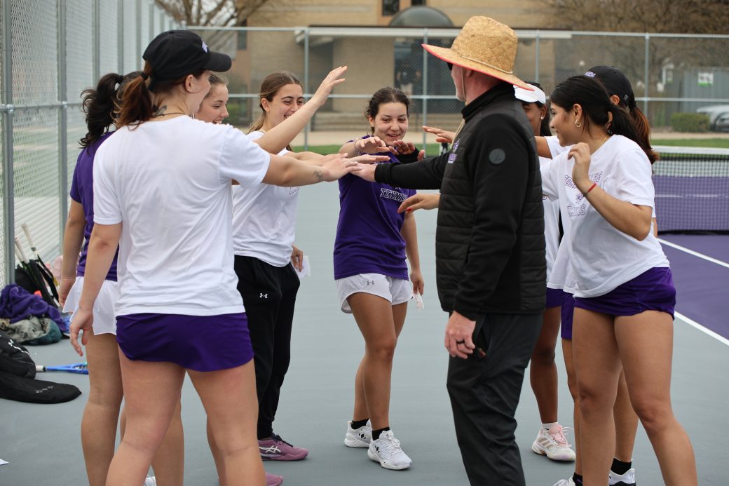 Tennis players in a group
