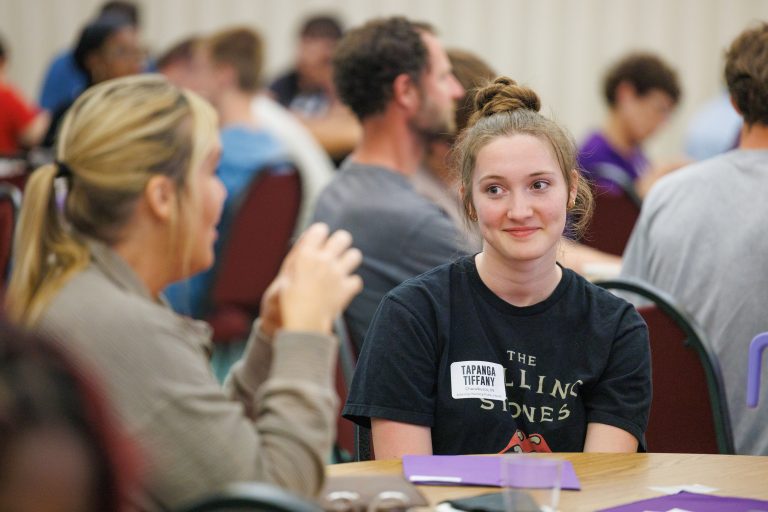 New student in conversation with family
