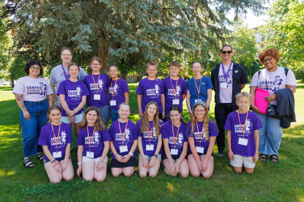 Group of students in Goshen College STEAM summer camp tshirts