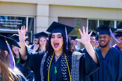 student celebrate the graduation